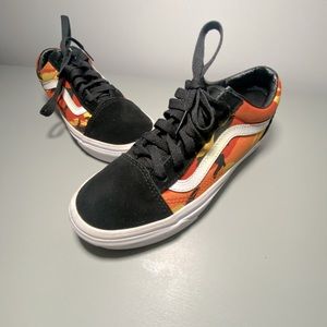 Kids Vans Old Skool Pop Camo Black Spicy Orange Skate Sneaker Shoes